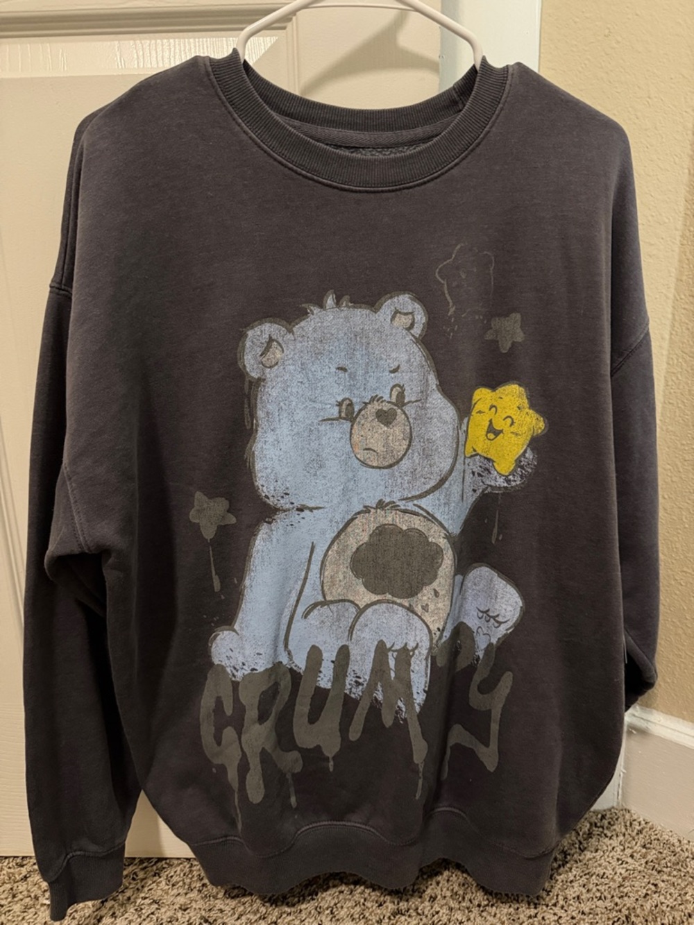 Care Bears Grumpy Charcoal Crewneck Pullover Sweatshirt